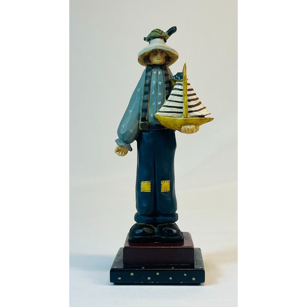 Williraye Studio WW 1051 Figurines "Boy Holding a Boat" Turtle READ